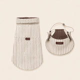 Milk Brown Sunday Stripe Dog Shirt with the matching hat.