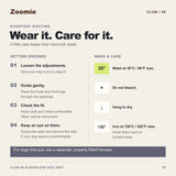 Dog vest fitting and care guide: wash at 30 degrees Celsius maximum, do not bleach, hang dry, iron at 150 degrees maximum.