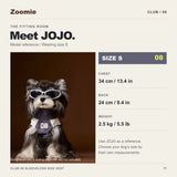 JOJO wears size S: chest 34 centimeters, back 24 centimeters and weight 2.5 kilograms.